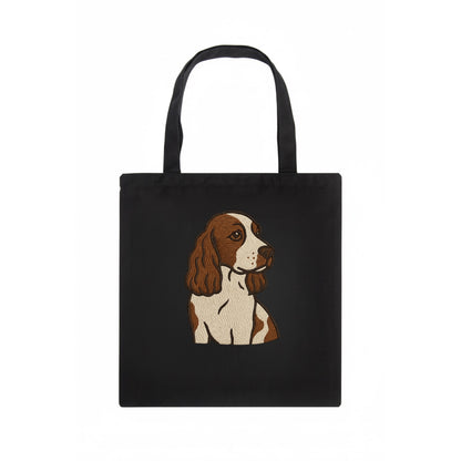 English Cocker Spaniel - Liver and white embroidered design - Tote Bag - dark
