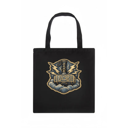 THOR HAMMER MJOLNIR - mighty hammer in silver and blue , thunder god - Tote Bag - dark