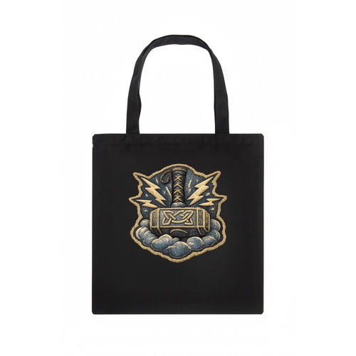 THOR HAMMER MJOLNIR - mighty hammer in silver and blue , thunder god - Tote Bag