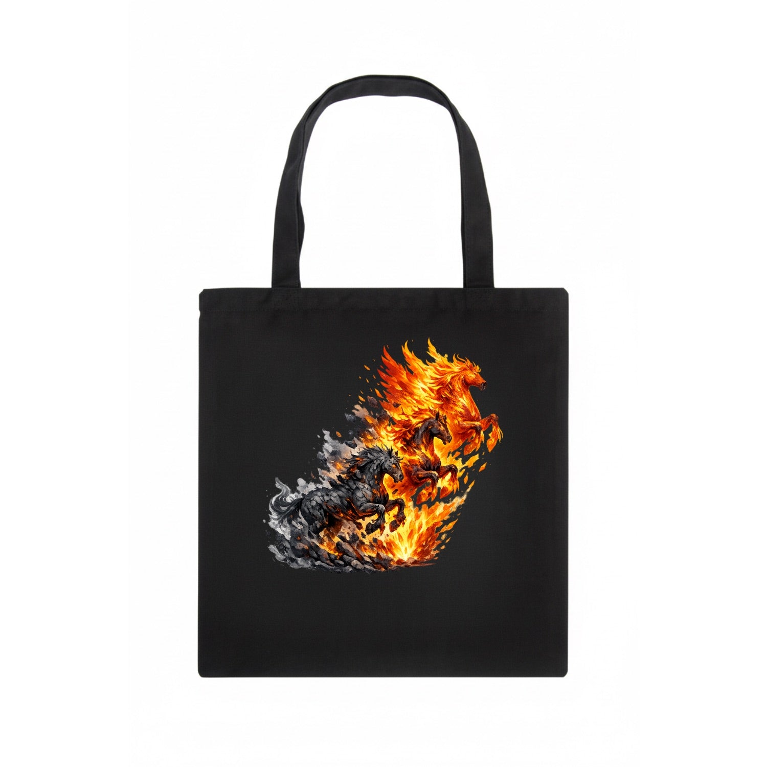 INFERNO STALLION | Horse made entirely of living flames | Blazing mane and tail | Fire - Tote Bag - dark