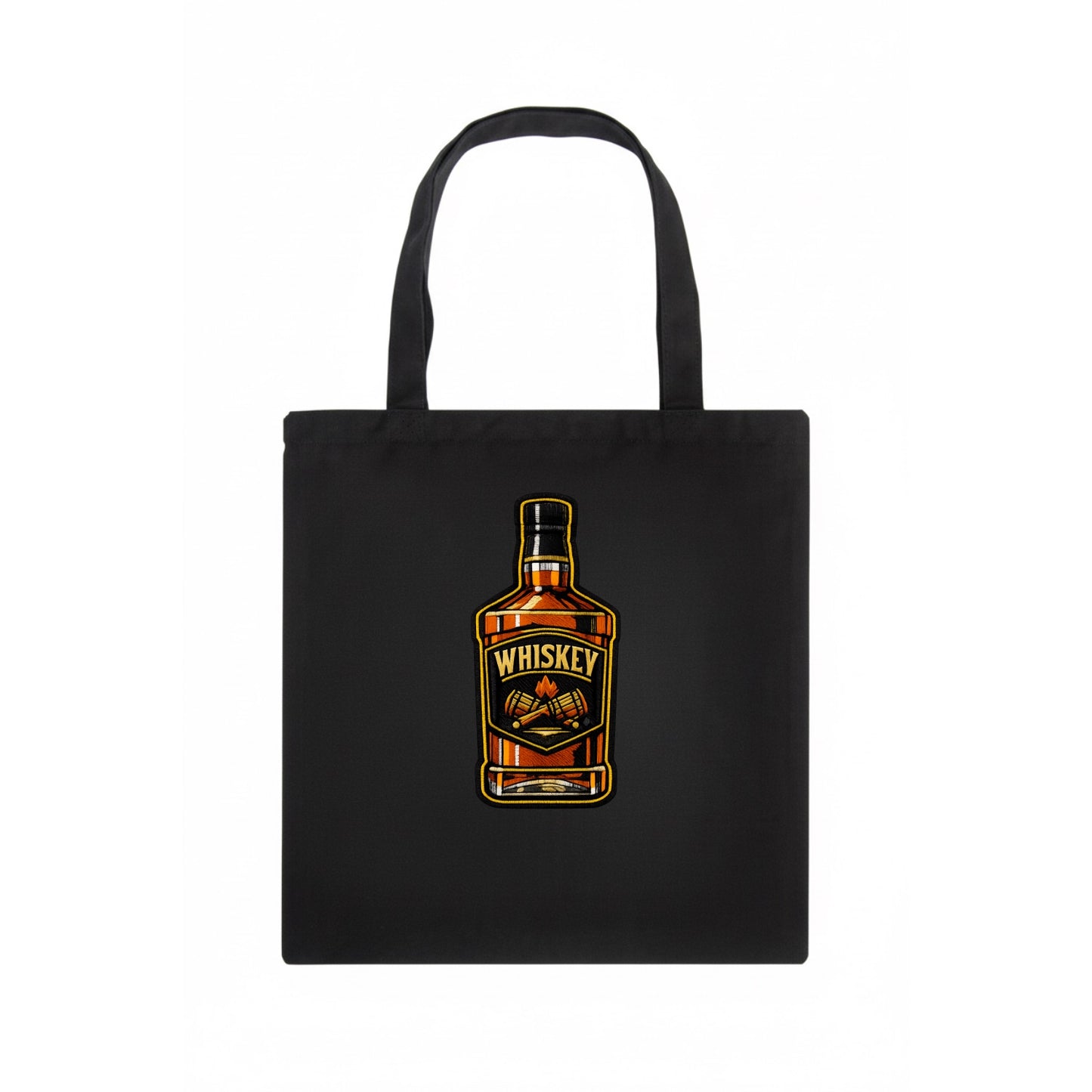 WHISKEY BOTTLE - bourbon bottle in amber and gold , spirits connoisseur - Tote Bag - dark