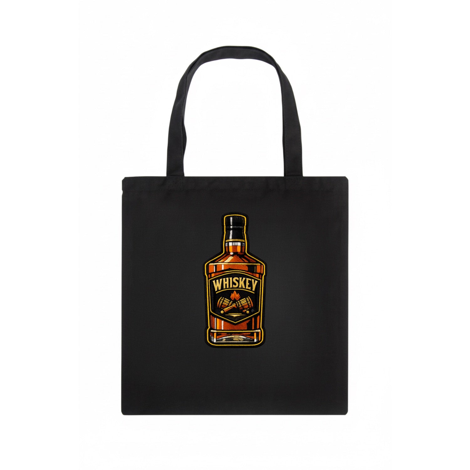 WHISKEY BOTTLE - bourbon bottle in amber and gold , spirits connoisseur - Tote Bag - dark
