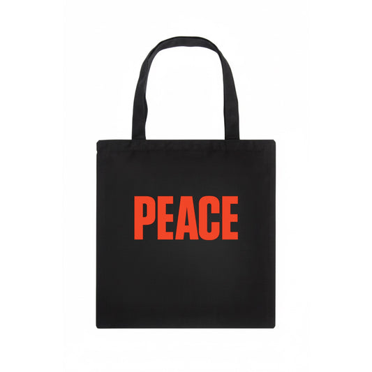 Bold typography design - "PEACE" - inner calm, tranquility, serenity - Tote Bag - dark