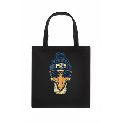 New Orleans Pelican wearing New Orleans beanie with pom pom and wayfarer sunglasses - Tote Bag - dark