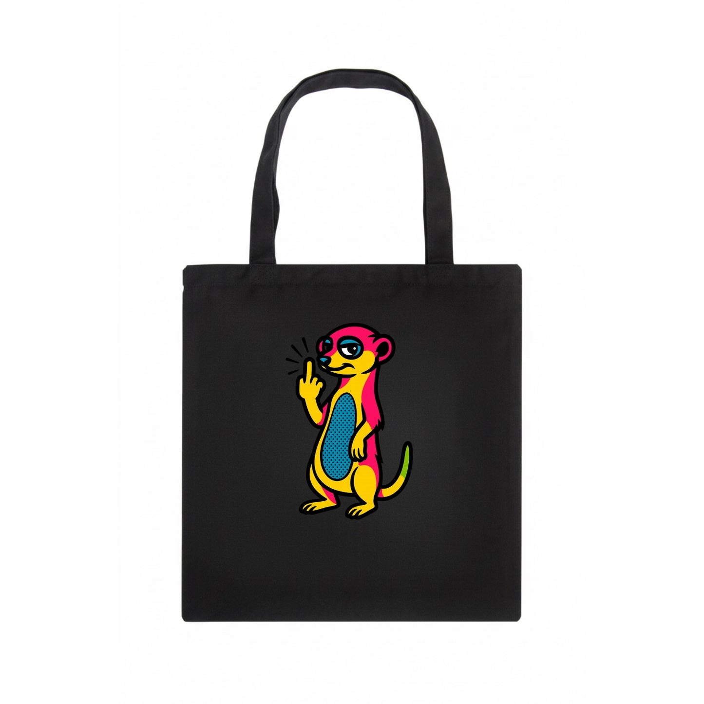 cute meerkat standing guard on hind legs, one front paw raised in sassy salute - Tote Bag - dark