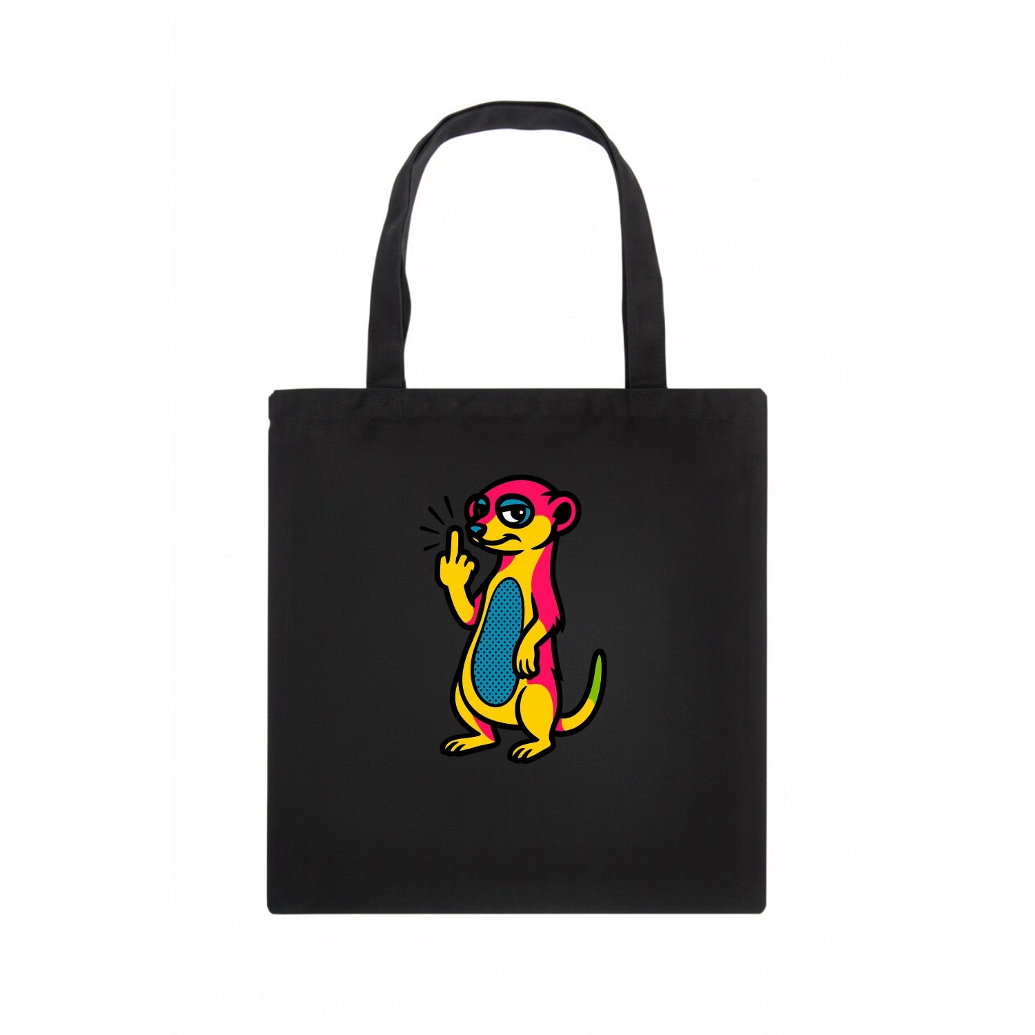 cute meerkat standing guard on hind legs, one front paw raised in sassy salute - Tote Bag - dark