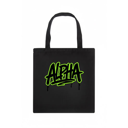 Bold typography design - "ALPHA" - leader of the pack - Tote Bag - dark