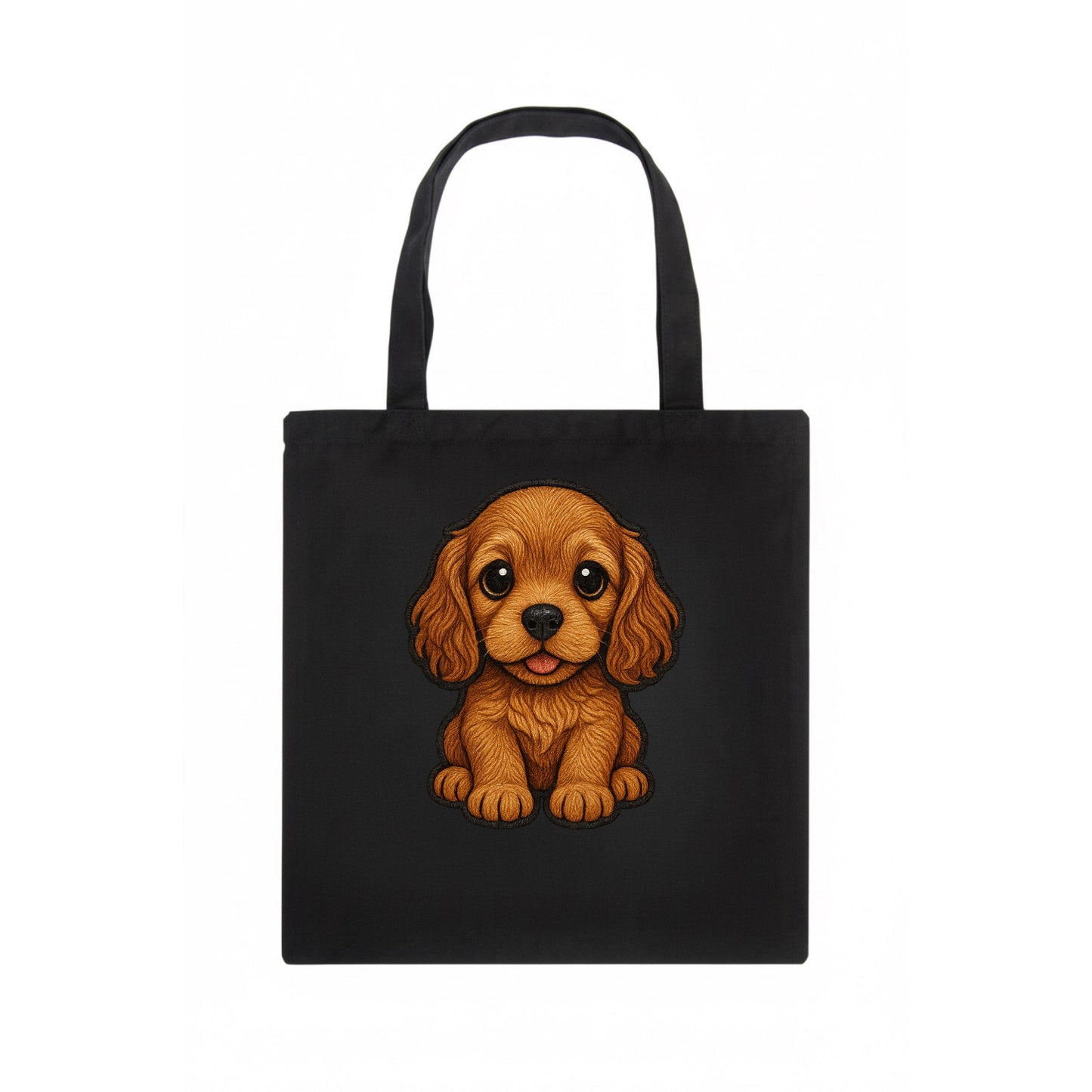Baby Cocker Spaniel Puppy - long wavy ears, soulful eyes, silky coat, front-facing, - Tote Bag - dark