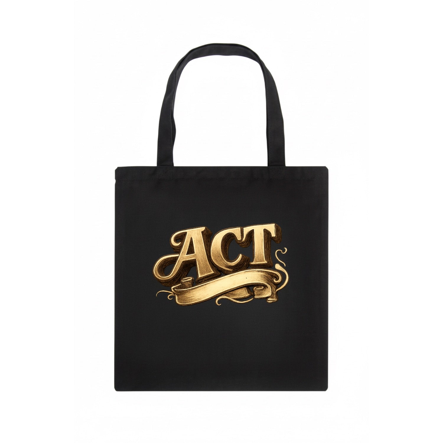 Bold typography design - "ACT" - take action, do something - Tote Bag - dark