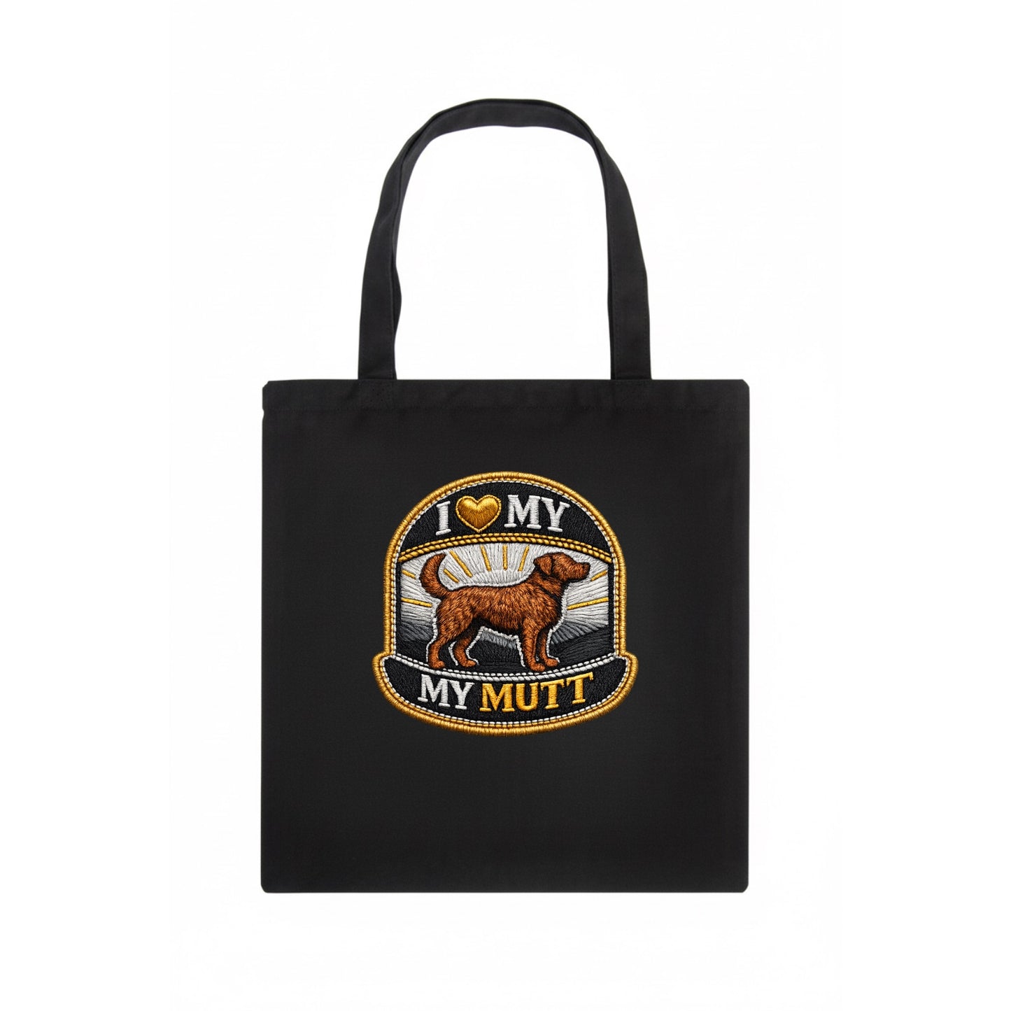I LOVE MY MUTT - mixed breed silhouette in brown , rescue pride - Tote Bag - dark