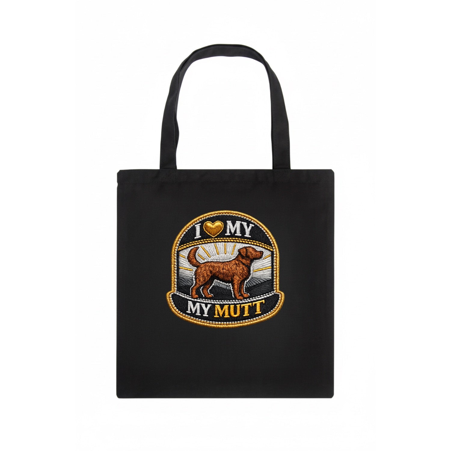 I LOVE MY MUTT - mixed breed silhouette in brown , rescue pride - Tote Bag - dark