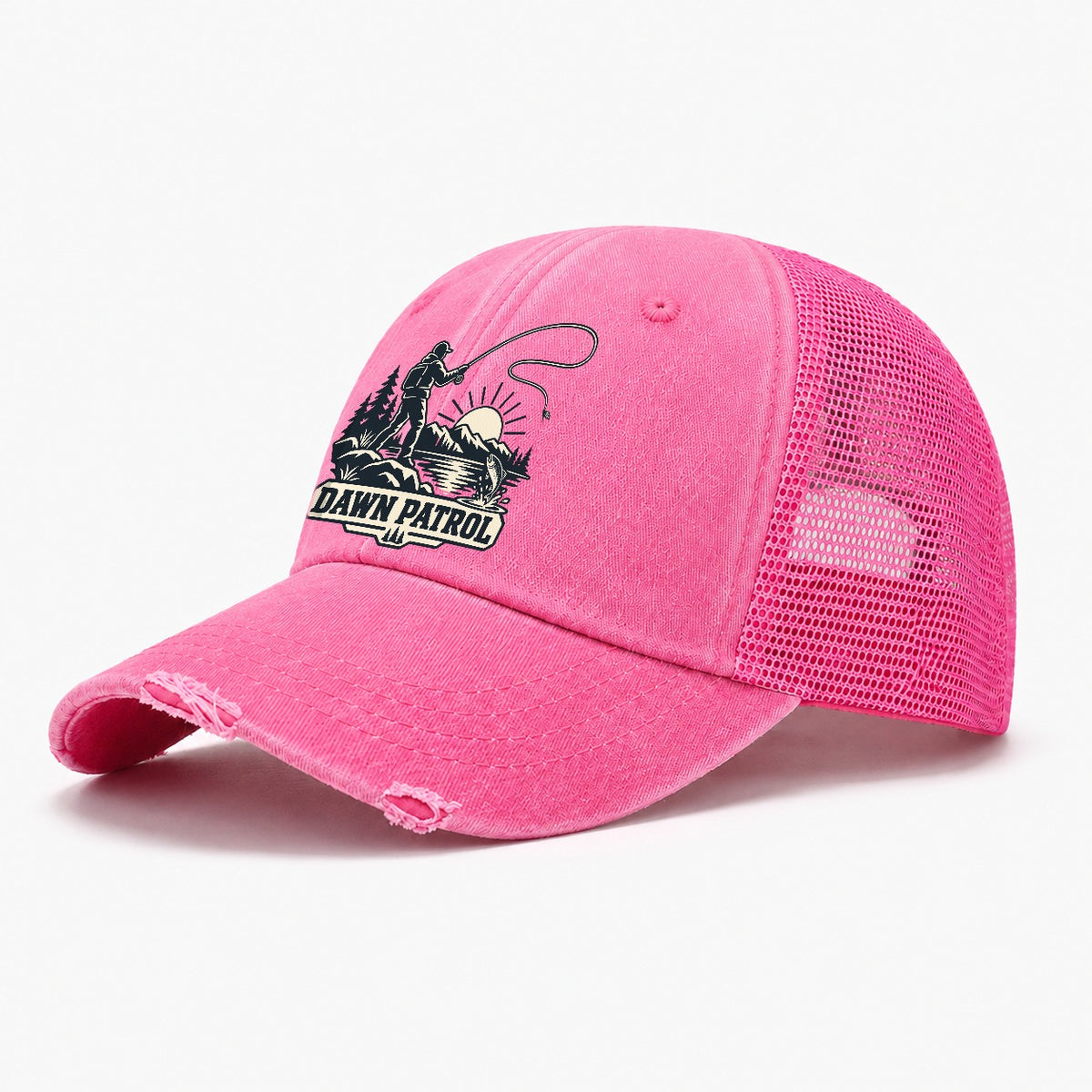 Dawn Patrol Angler Fishing Elegant Washed Trucker Hat – Rose