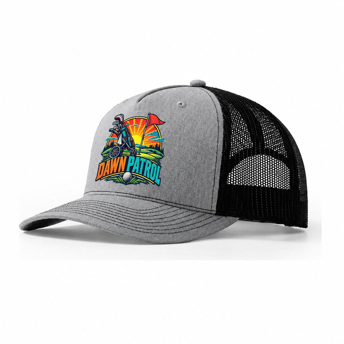Dawn Patrol Golf Life Trucker Hat – Sport Grey Black