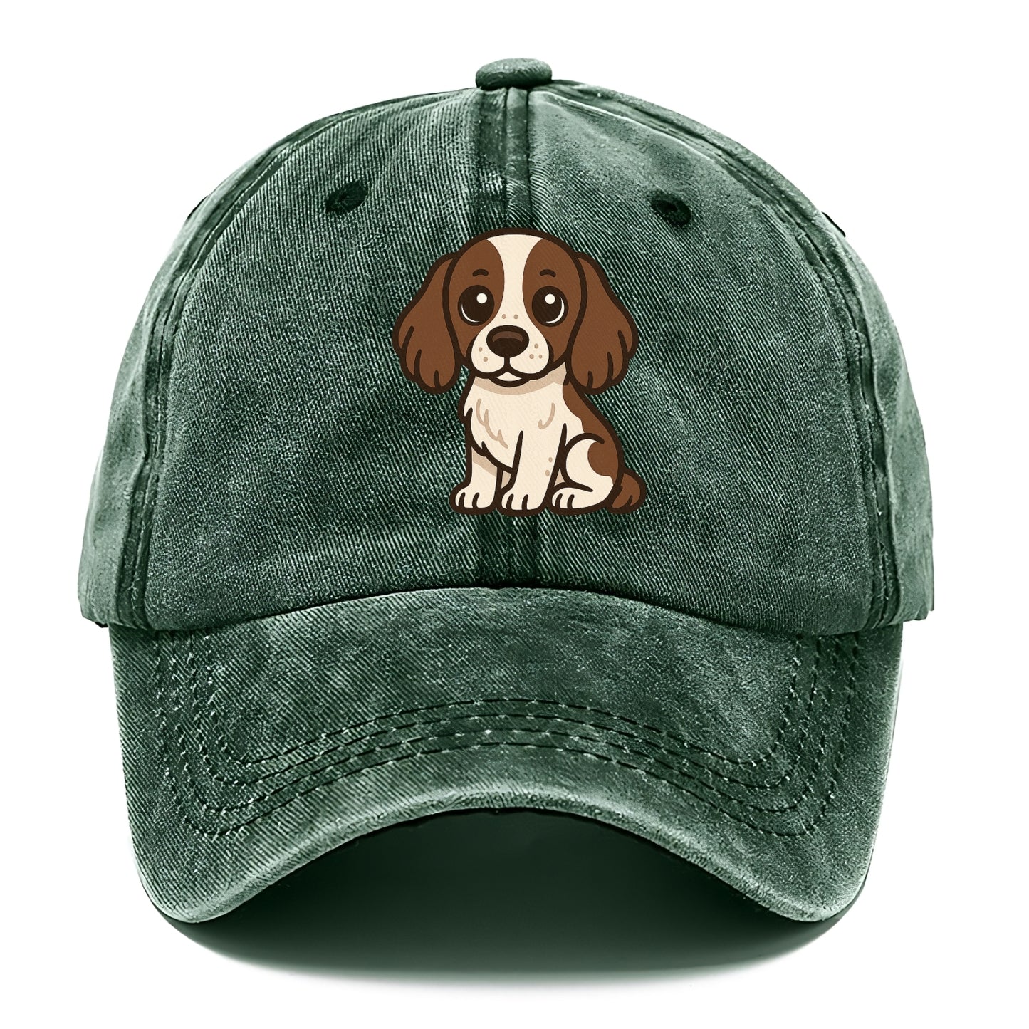 english springer spaniel liver and white sitting pose portrait design Hat