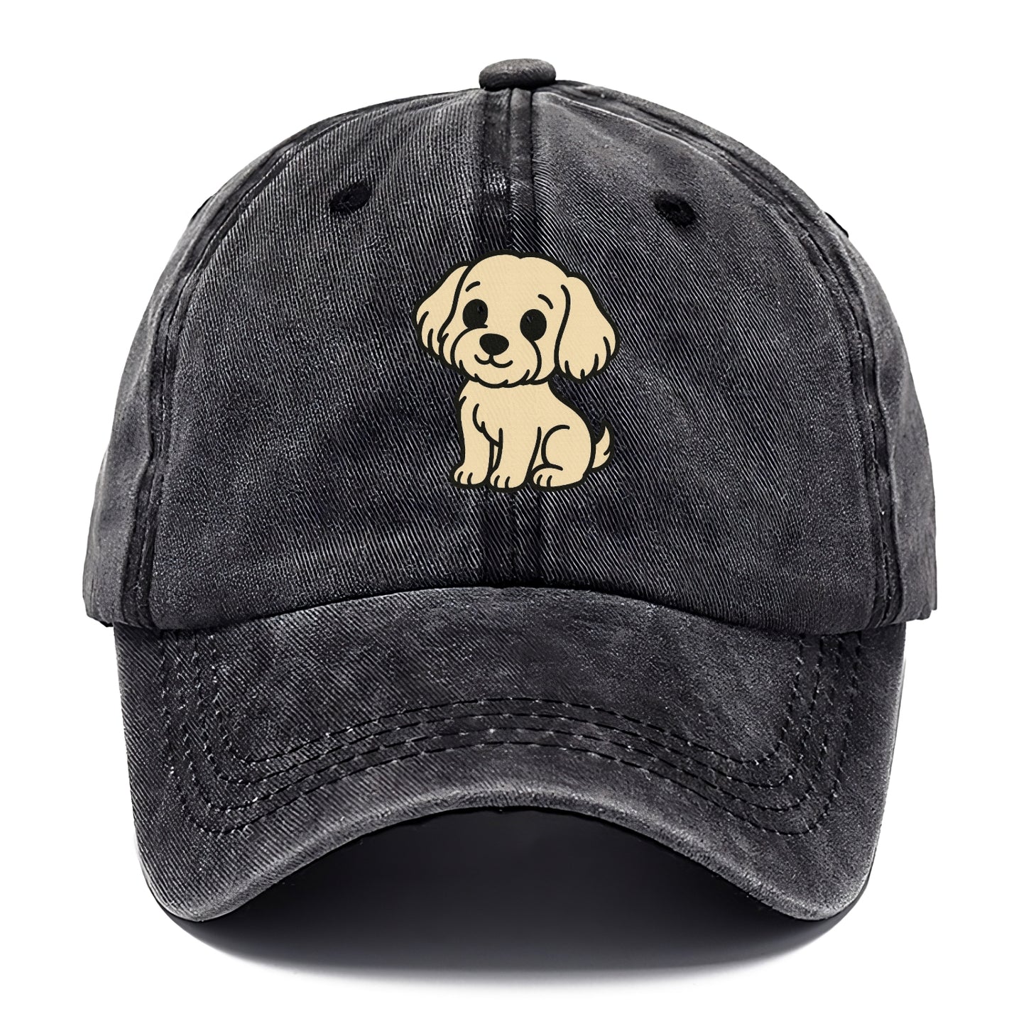 havanese cream colored sitting pose portrait design Hat