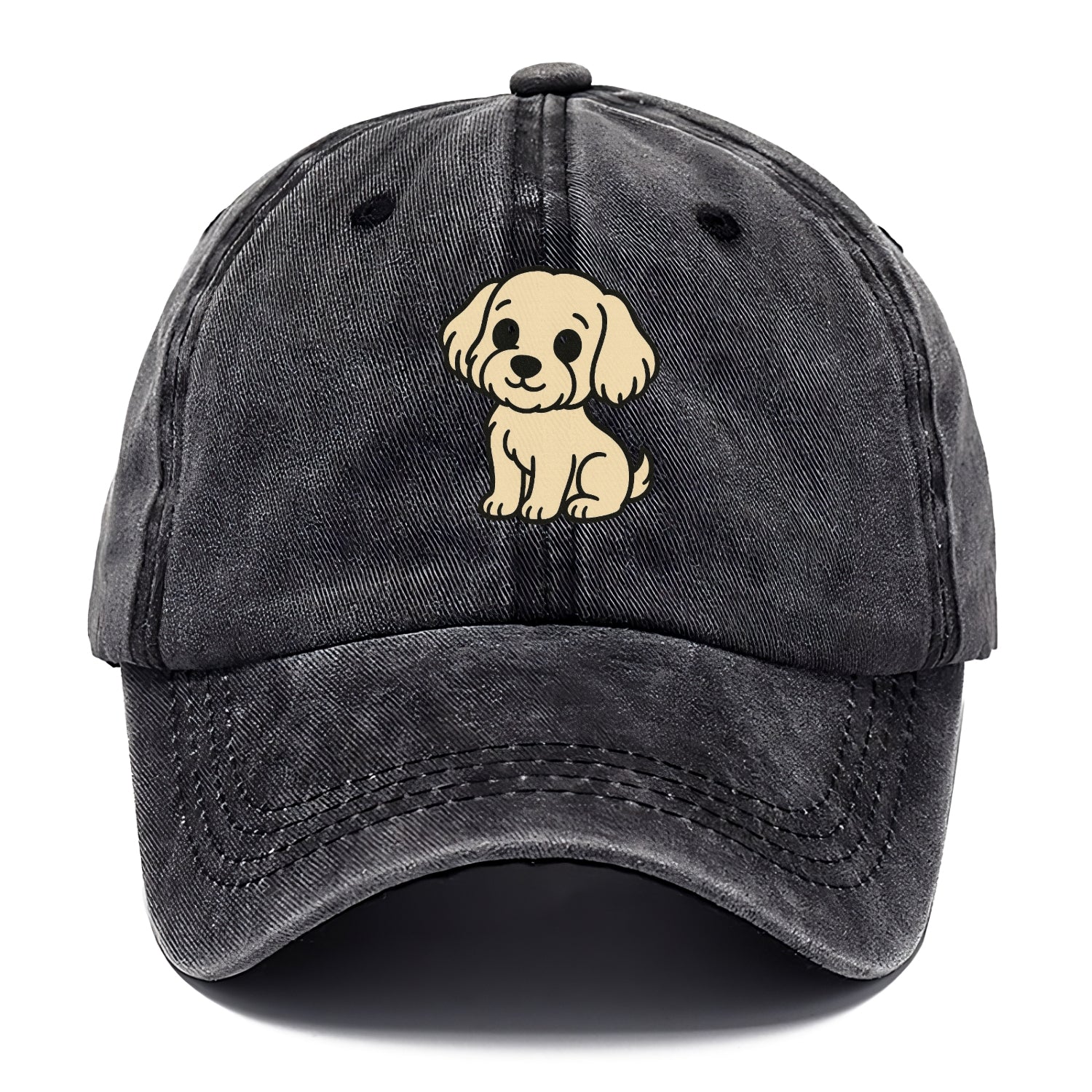 havanese cream colored sitting pose portrait design Hat