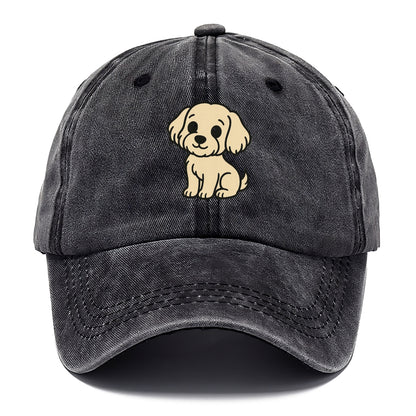 havanese cream colored sitting pose portrait design Hat