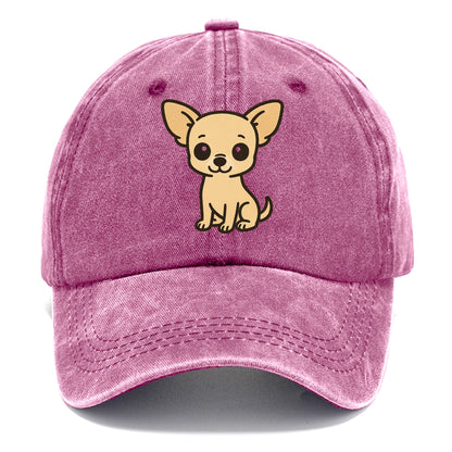 chihuahua cream colored sitting pose portrait design Hat