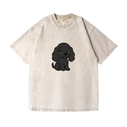 cocker spaniel black sitting pose with long ears portrait design Hat