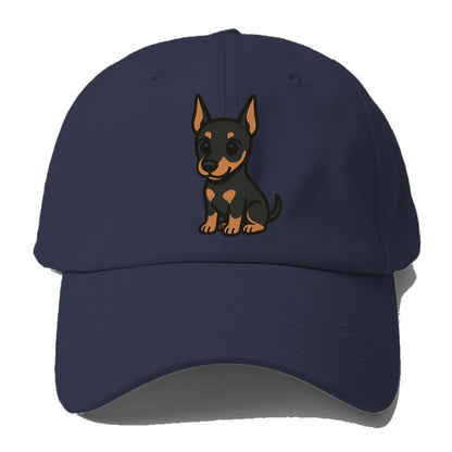 doberman black and tan sitting pose with cropped ears portrait design Hat
