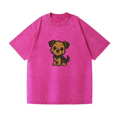 yorkipoo small brown and black sitting pose portrait design Hat