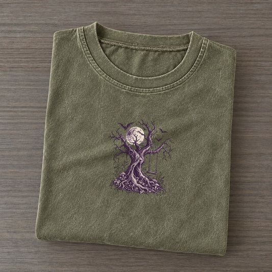Dead Tree Rope Swing Midnight Haunt Vintage T-shirt – Army Green