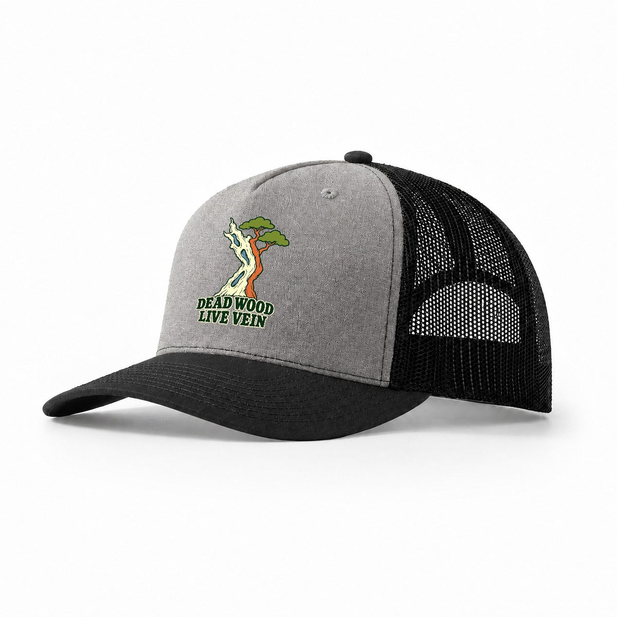 Dead Wood Live Vein Bonsai Trucker Hat – Grey Black