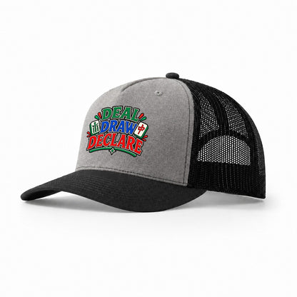 Deal Draw Declare Mahjong Game Night Trucker Hat – Grey Black