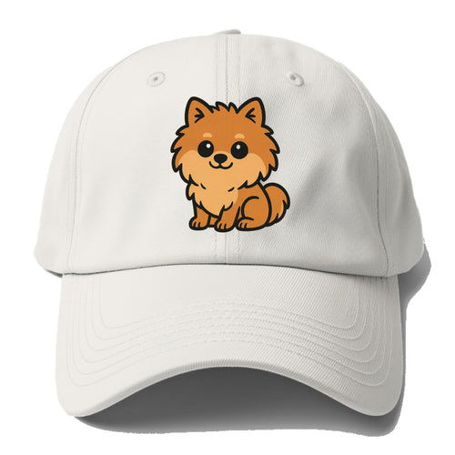 Pomeranian Orange Fluffy Sitting Pose Portrait Design Baseball Cap For Big Heads