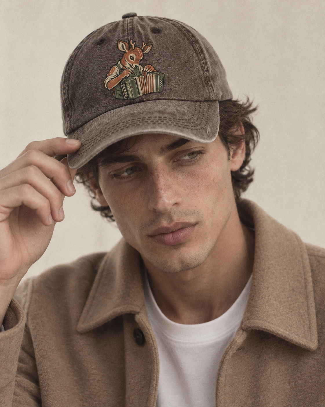 Model wearing the cap
