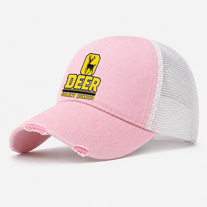 Deer Silent Running Heavy Duty Washed Trucker Hat – Light Pink