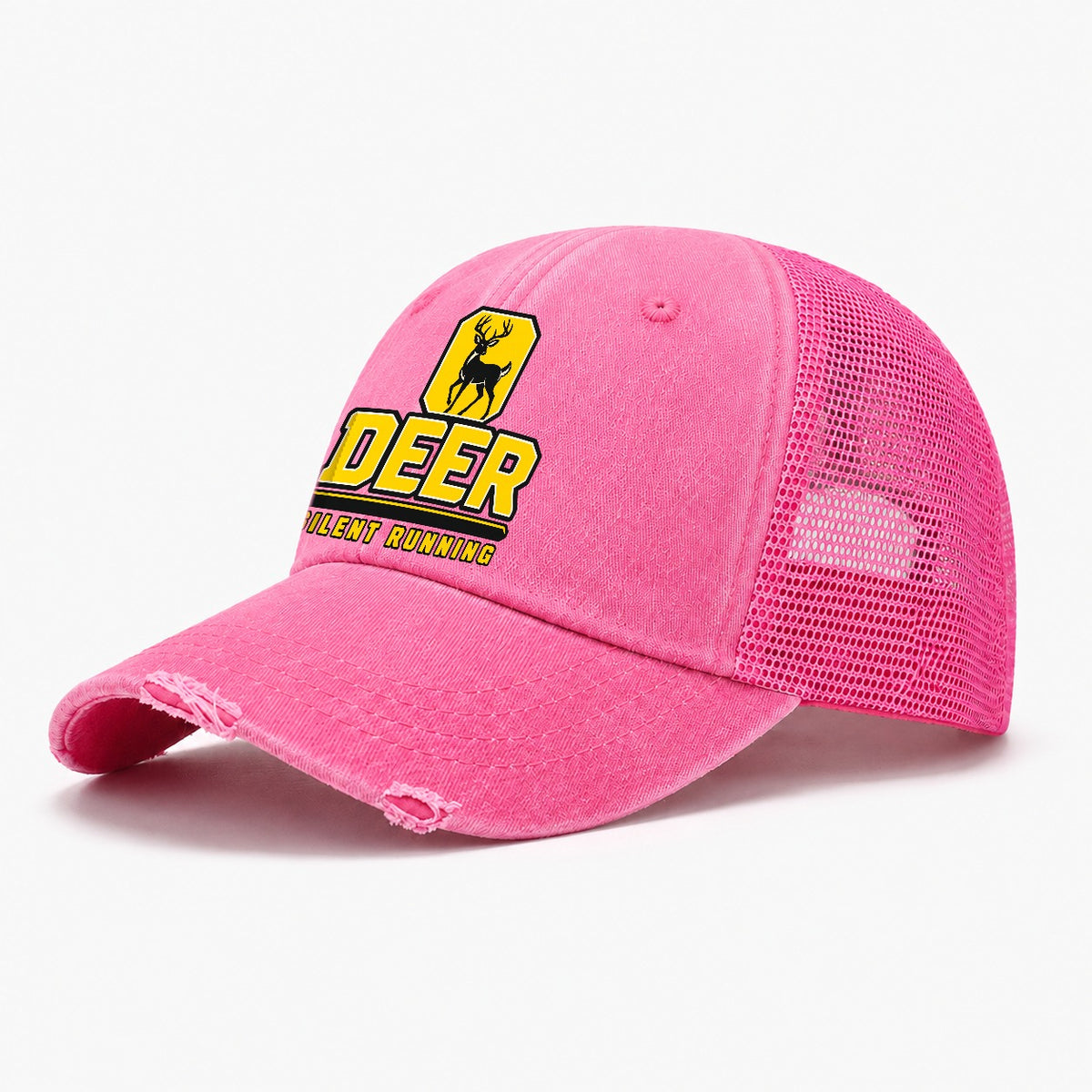 Deer Silent Running Heavy Duty Washed Trucker Hat – Rose