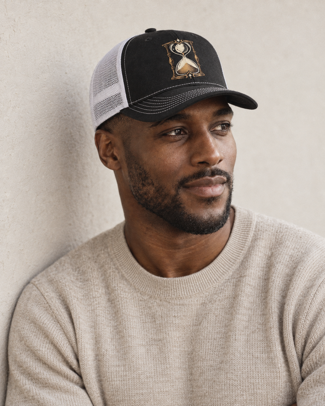 Model wearing the cap