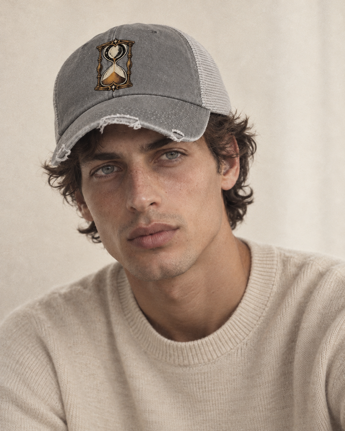 Model wearing the cap