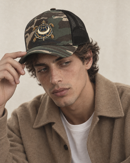 Model wearing the cap