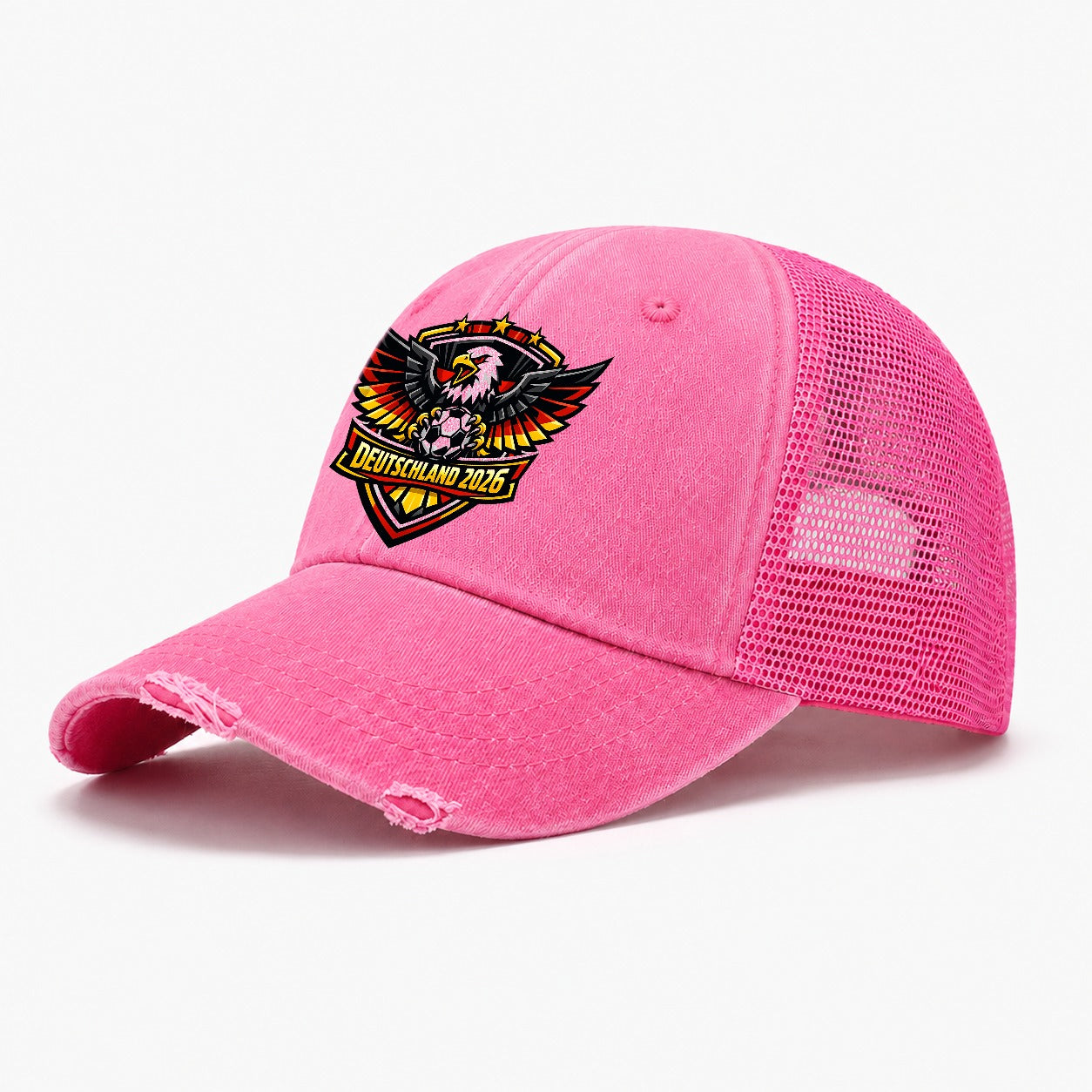 Deutschland 2026 Crest Washed Trucker Hat – Rose