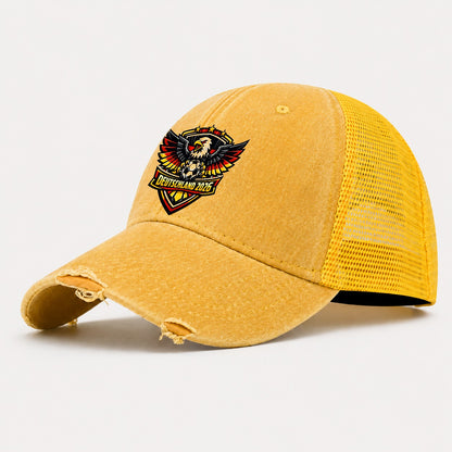 Deutschland 2026 Crest Washed Trucker Hat – Yellow