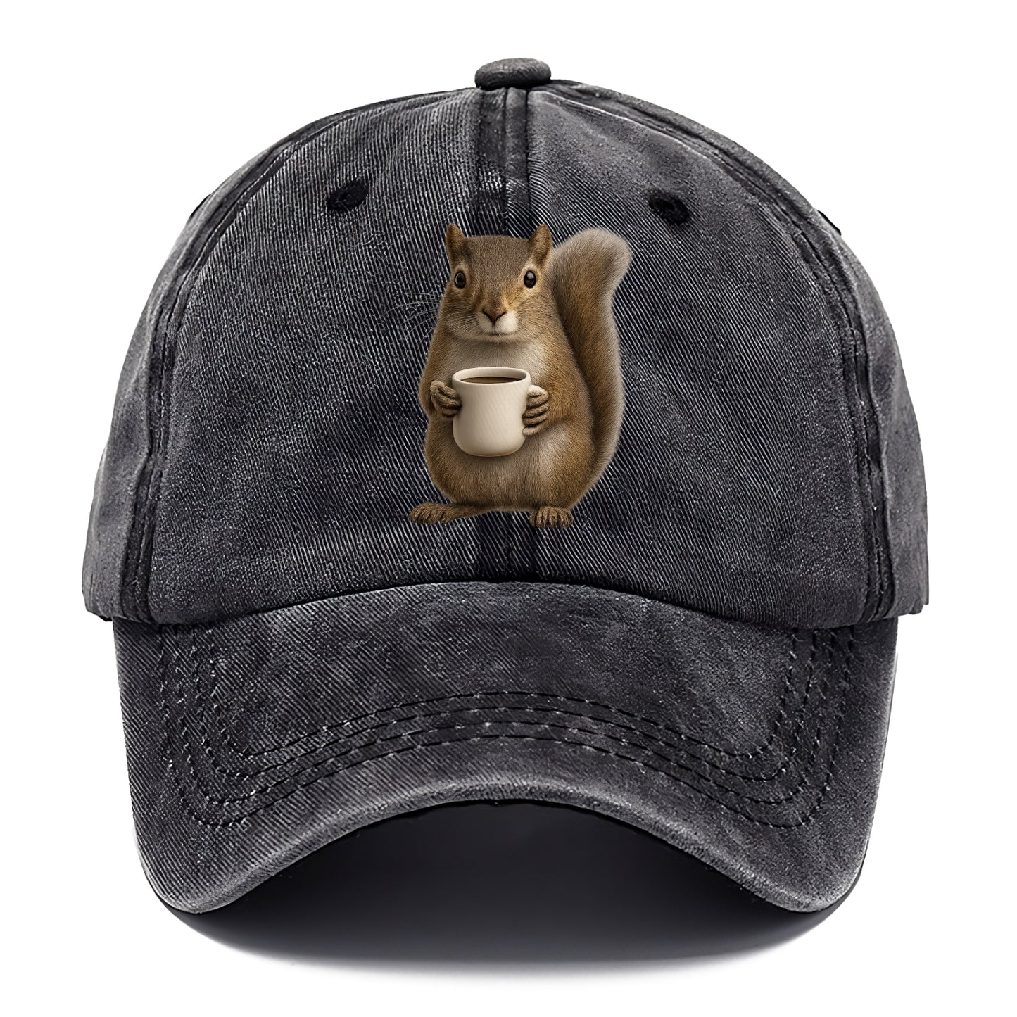 squirrel holding coffee cup art Hat