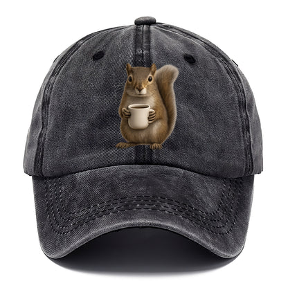 squirrel holding coffee cup art Hat