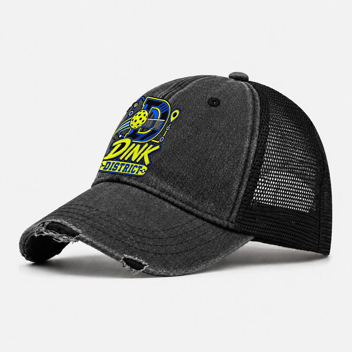 Dink District Pickleball Life Washed Trucker Hat – Black
