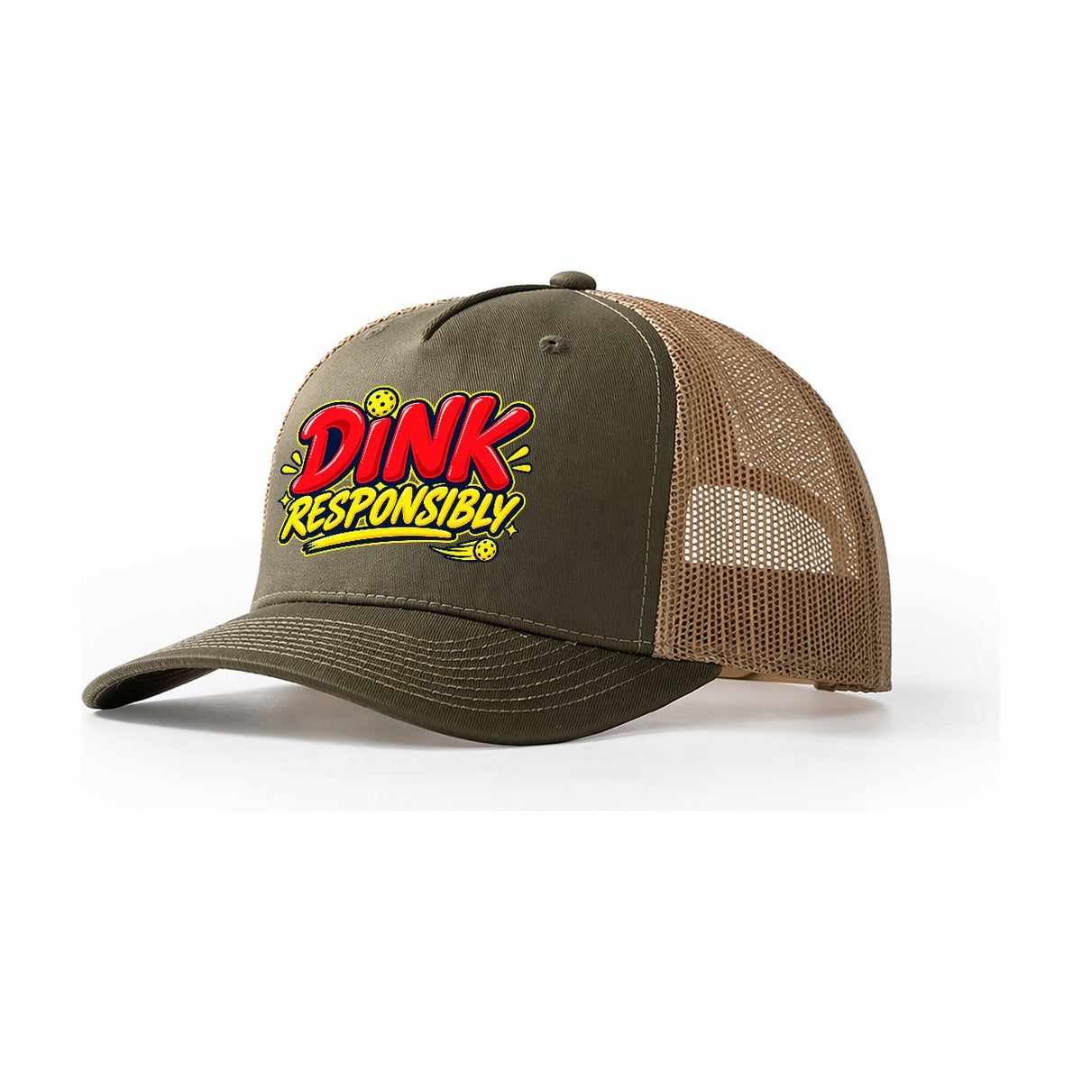Dink Responsibly Pickleball Life Trucker Hat – Olive Khaki