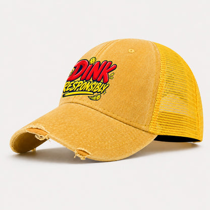 Dink Responsibly Pickleball Life Washed Trucker Hat – Yellow