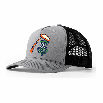 Disc Landing Arc Disc Golf Trucker Hat – Sport Grey Black