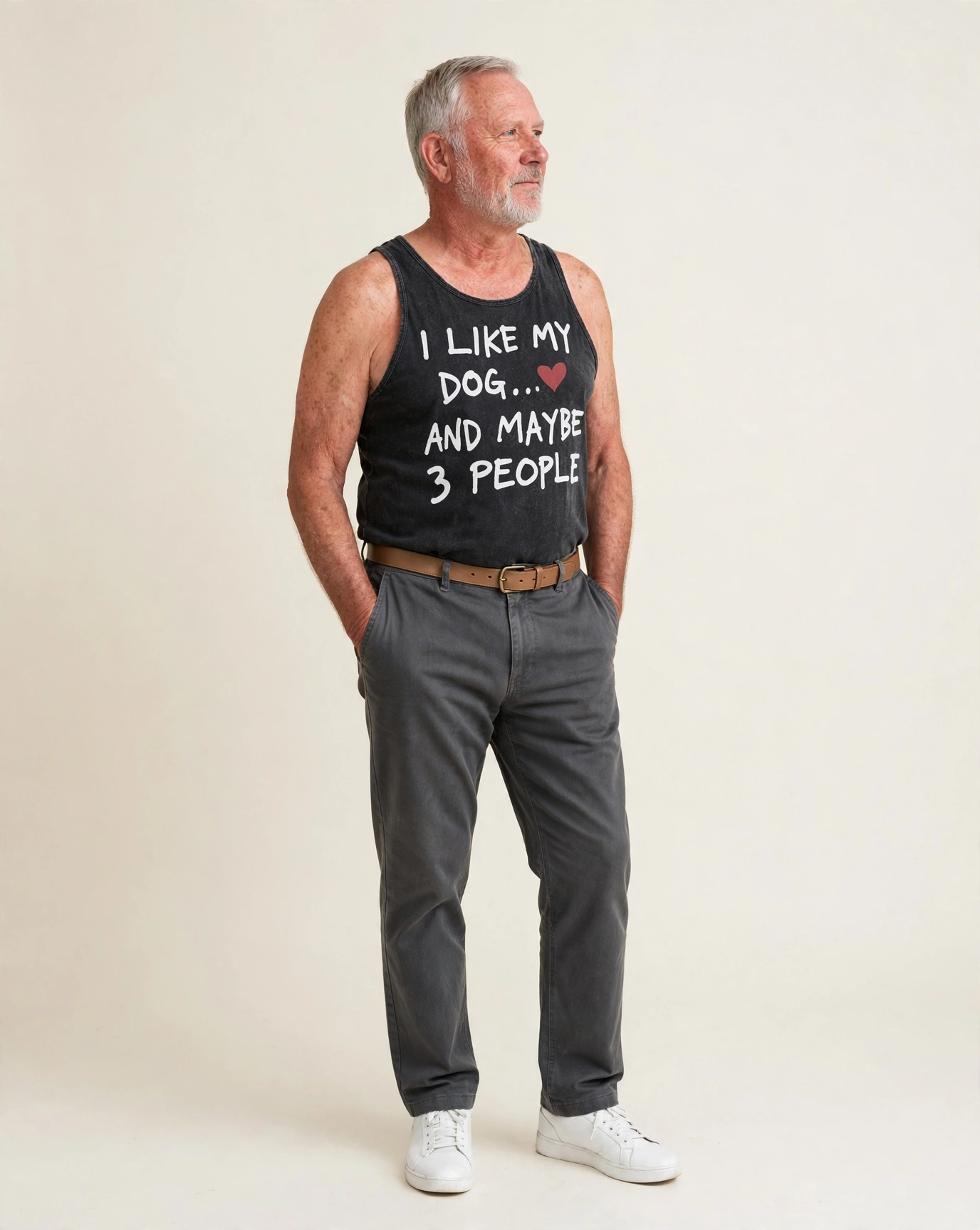Dog Maybe 3 People Vintage Washed Tank – studio model photo