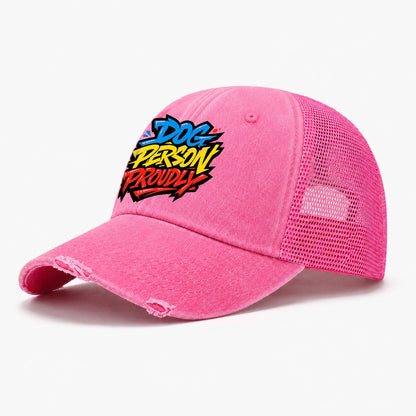 Dog Person Proudly Tee Graphic Washed Trucker Hat – Rose