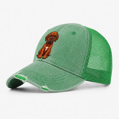 Dogue De Bordeaux Sitting Sweetheart Washed Trucker Hat – Ink Green