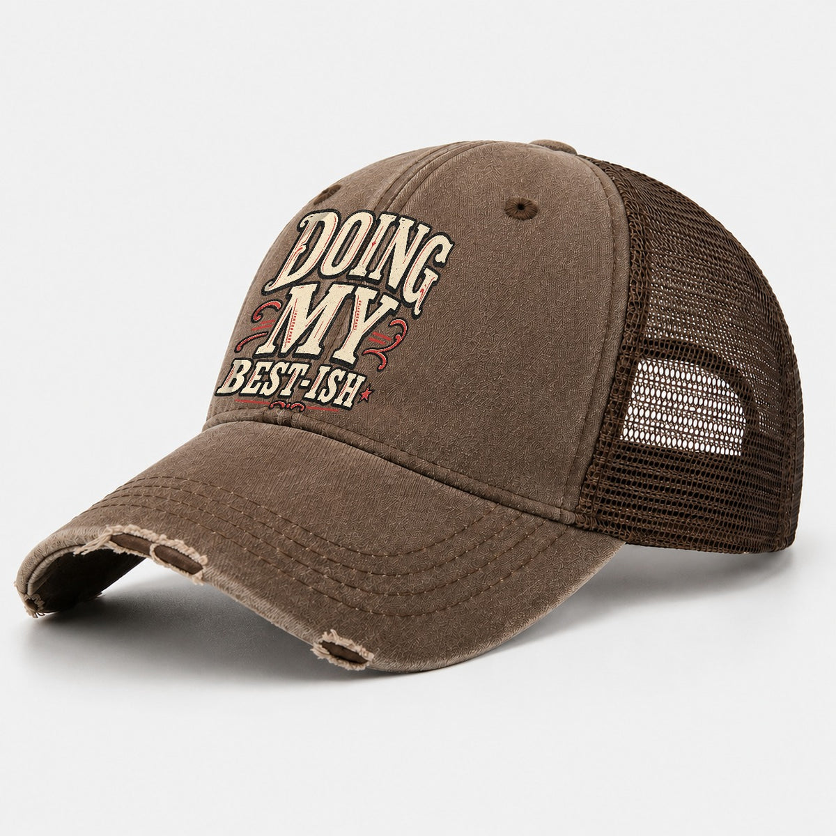 Doing My Best Ish American Wit Washed Trucker Hat – Coffee