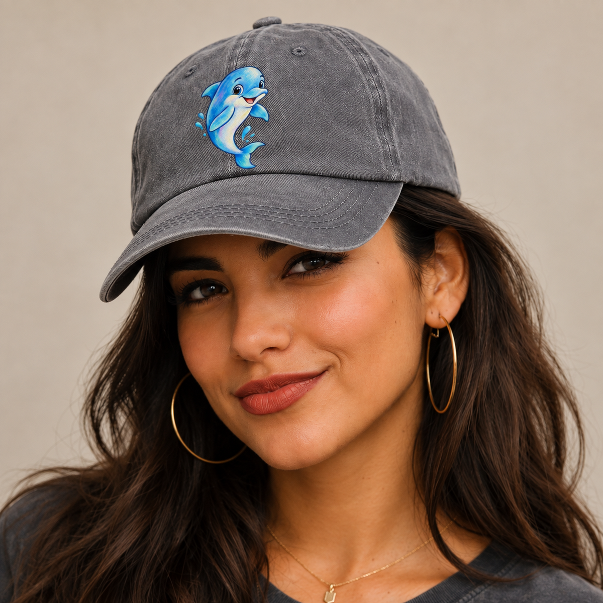 Dolphin Friendly Leap Sea Sprite Classic Cap — studio model wearing the hat