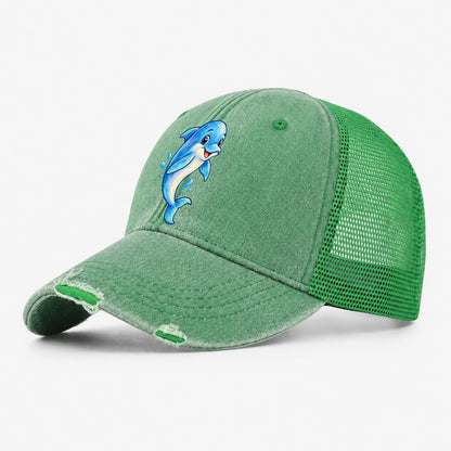 Dolphin Friendly Leap Sea Sprite Washed Trucker Hat – Ink Green