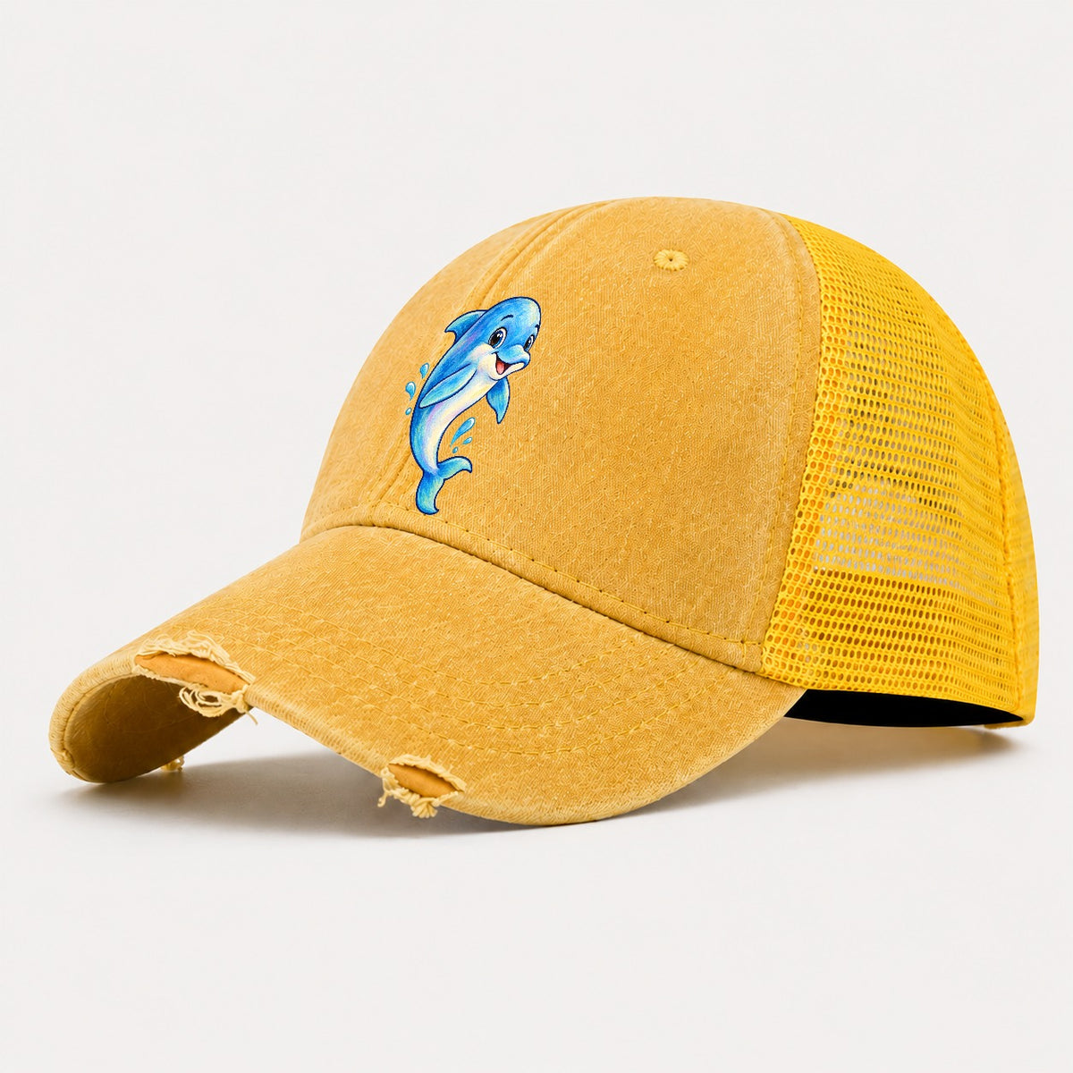 Dolphin Friendly Leap Sea Sprite Washed Trucker Hat – Yellow